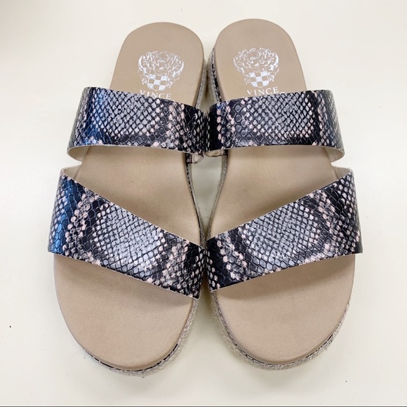 Vince Camuto Rynnah Women’s Faux Snakeskin Two Strap Slides Sandals Platform 7 - Picture 1 of 8